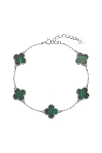 Obrázok pre Strieborný náramok štvorlístky malachit 13089.3