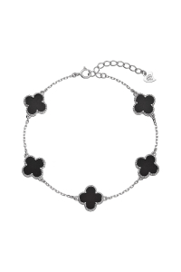 Obrázok pre Strieborný náramok štvorlístky pinolit 13089.3