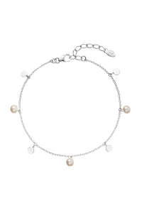 Obrázok pre Strieborný náramok tri perličky striedavo so striebornou placičkou 23027.1