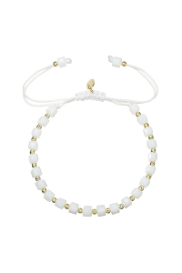 Obrázok pre Strieborný pozlátený náramok s bielymi sklenenými korálkami 13075.3 AU