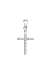 Obrázok pre Strieborný prívesok krížik so zirkónmi biely 14023.1