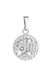 Strieborný prívesok s kryštálmi Swarovski biely okrúhly 34225.1 Obrázok pre Strieborný prívesok s kryštálmi Swarovski biely okrúhly 34225.1