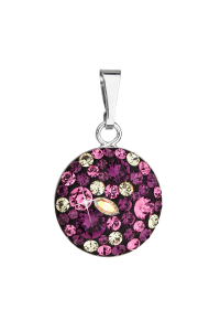 Strieborný prívesok s kryštálmi Swarovski fialový okrúhly 34225.3 ametyst Obrázok pre Strieborný prívesok s kryštálmi Swarovski fialový okrúhly 34225.3 ametyst