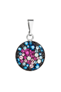 Strieborný prívesok s kryštálmi Swarovski mix farieb okrúhly 34225.3 galaxy Obrázok pre Strieborný prívesok s kryštálmi Swarovski mix farieb okrúhly 34225.3 galaxy