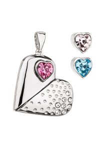 Strieborný prívesok s kryštálmi Swarovski mix farieb srdca 34174.3 Obrázok pre Strieborný prívesok s kryštálmi Swarovski mix farieb srdca 34174.3