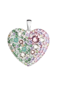 Strieborný prívesok s kryštálmi Swarovski mix farieb srdca 34243.3 sakura Obrázok pre Strieborný prívesok s kryštálmi Swarovski mix farieb srdca 34243.3 sakura