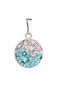 Strieborný prívesok s kryštálmi Swarovski modrý okrúhly 34225.3 light turquoise Obrázok pre Strieborný prívesok s kryštálmi Swarovski modrý okrúhly 34225.3 light turquoise