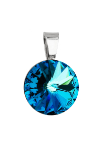 Obrázok pre Strieborný prívesok s kryštálmi Swarovski modrý okrúhly-rivoli 34112.5 bermuda blue