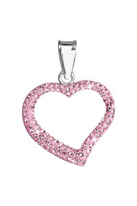 Obrázok pre Strieborný prívesok s kryštálmi Swarovski ružové srdce 34093.3