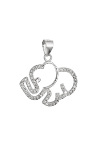 Obrázok pre Strieborný prívesok slon so zirkónmi 14038.1 crystal