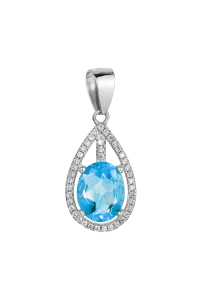 Obrázok pre Strieborný prívesok slza modrý zirkón 14034.3 aqua