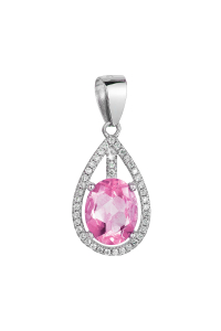 Obrázok pre Strieborný prívesok slza ružový zirkón 14034.3 rose