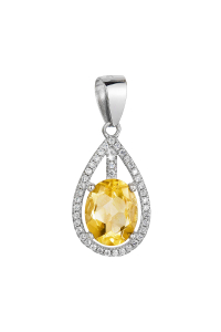 Obrázok pre Strieborný prívesok slza žltý zirkón 14034.3 citrine