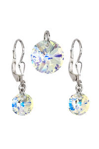 Súprava šperkov s kryštálmi Swarovski náušnice a prívesok AB efekt okrúhle 39090.2 Obrázok pre Súprava šperkov s kryštálmi Swarovski náušnice a prívesok AB efekt okrúhle 39090.2