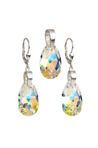 Súprava šperkov s kryštálmi Swarovski náušnice a prívesok AB efekt slza 39049.2 Obrázok pre Súprava šperkov s kryštálmi Swarovski náušnice a prívesok AB efekt slza 39049.2