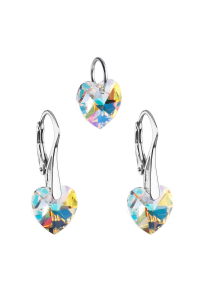 Súprava šperkov s kryštálmi Swarovski náušnice a prívesok AB efekt srdca 39003.2 Obrázok pre Súprava šperkov s kryštálmi Swarovski náušnice a prívesok AB efekt srdca 39003.2