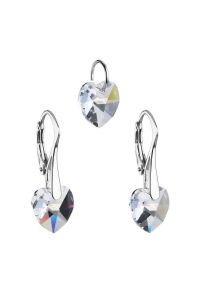 Súprava šperkov s kryštálmi Swarovski náušnice a prívesok biela srdce 39003.1 Obrázok pre Súprava šperkov s kryštálmi Swarovski náušnice a prívesok biela srdce 39003.1