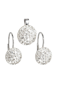 Súprava šperkov s kryštálmi Swarovski náušnice a prívesok biele okrúhle 39086.1 Obrázok pre Súprava šperkov s kryštálmi Swarovski náušnice a prívesok biele okrúhle 39086.1