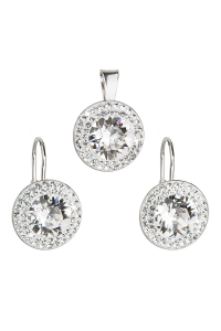 Súprava šperkov s kryštálmi Swarovski náušnice a prívesok biele okrúhle 39107.1 Obrázok pre Súprava šperkov s kryštálmi Swarovski náušnice a prívesok biele okrúhle 39107.1