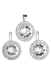 Súprava šperkov s kryštálmi Swarovski náušnice a prívesok biele okrúhle 39108.1 Obrázok pre Súprava šperkov s kryštálmi Swarovski náušnice a prívesok biele okrúhle 39108.1