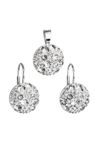 Súprava šperkov s kryštálmi Swarovski náušnice a prívesok biele okrúhle 39117.1 Obrázok pre Súprava šperkov s kryštálmi Swarovski náušnice a prívesok biele okrúhle 39117.1