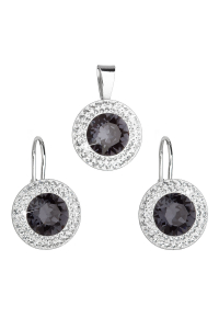 Súprava šperkov s kryštálmi Swarovski náušnice a prívesok čierne okrúhle 39107.3 Obrázok pre Súprava šperkov s kryštálmi Swarovski náušnice a prívesok čierne okrúhle 39107.3