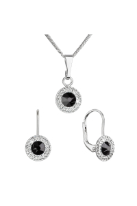 Súprava šperkov s kryštálmi Swarovski náušnice a prívesok čierne okrúhle 39109.3 jet Obrázok pre Súprava šperkov s kryštálmi Swarovski náušnice a prívesok čierne okrúhle 39109.3 jet