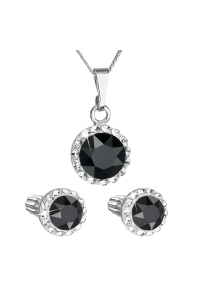 Súprava šperkov s kryštálmi Swarovski náušnice a prívesok čierne okrúhle 39352.3 Obrázok pre Súprava šperkov s kryštálmi Swarovski náušnice a prívesok čierne okrúhle 39352.3