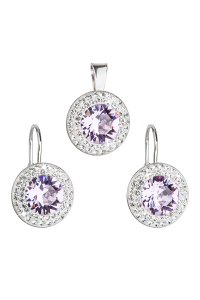 Súprava šperkov s kryštálmi Swarovski náušnice a prívesok fialové okrúhle 39107.3 Obrázok pre Súprava šperkov s kryštálmi Swarovski náušnice a prívesok fialové okrúhle 39107.3