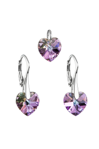 Súprava šperkov s kryštálmi Swarovski náušnice a prívesok fialové srdce 39003.5 Obrázok pre Súprava šperkov s kryštálmi Swarovski náušnice a prívesok fialové srdce 39003.5