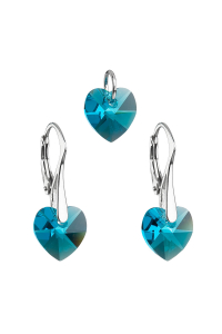 Súprava šperkov s kryštálmi Swarovski náušnice a prívesok modrá srdce 39003.3 Obrázok pre Súprava šperkov s kryštálmi Swarovski náušnice a prívesok modrá srdce 39003.3