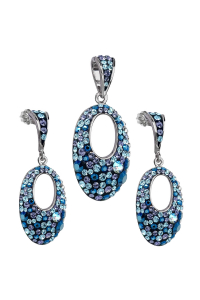 Obrázok pre Súprava šperkov s kryštálmi Swarovski náušnice a prívesok modré okrúhle 39075.3 blue style