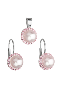 Súprava šperkov s kryštálmi Swarovski náušnice a prívesok ružová perla okrúhle 39091.3 Obrázok pre Súprava šperkov s kryštálmi Swarovski náušnice a prívesok ružová perla okrúhle 39091.3