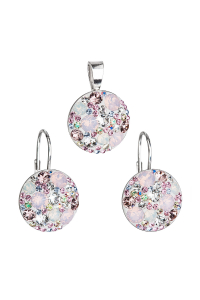 Súprava šperkov s kryštálmi Swarovski náušnice a prívesok ružové okrúhle 39117.3 Obrázok pre Súprava šperkov s kryštálmi Swarovski náušnice a prívesok ružové okrúhle 39117.3