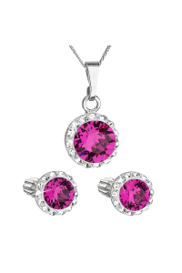 Súprava šperkov s kryštálmi Swarovski náušnice a prívesok ružové okrúhle 39352.3 fuchsia Obrázok pre Súprava šperkov s kryštálmi Swarovski náušnice a prívesok ružové okrúhle 39352.3 fuchsia