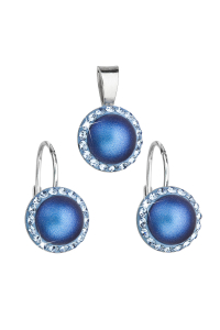 Súprava šperkov s kryštálmi Swarovski náušnice a prívesok s tmavo modrou matnou perlou okrúhle 39091.3 Obrázok pre Súprava šperkov s kryštálmi Swarovski náušnice a prívesok s tmavo modrou matnou perlou okrúhle 39091.3