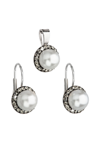 Súprava šperkov s kryštálmi Swarovski náušnice a prívesok šedá perla okrúhle 39091.3 Obrázok pre Súprava šperkov s kryštálmi Swarovski náušnice a prívesok šedá perla okrúhle 39091.3