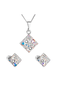 Súprava šperkov s kryštálmi Swarovski náušnice, retiazka a prívesok ab efekt kosoštvorec 39126.2 Obrázok pre Súprava šperkov s kryštálmi Swarovski náušnice, retiazka a prívesok ab efekt kosoštvorec 39126.2