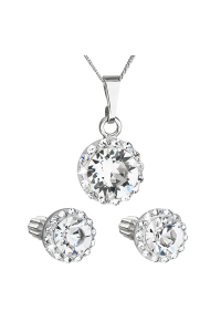 Súprava šperkov s kryštálmi Swarovski náušnice, retiazka a prívesok biele okrúhle 39352.1 Obrázok pre Súprava šperkov s kryštálmi Swarovski náušnice, retiazka a prívesok biele okrúhle 39352.1