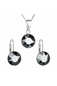 Súprava šperkov s kryštálmi Swarovski náušnice, retiazka a prívesok čierne okrúhle 39140.5 hematite Obrázok pre Súprava šperkov s kryštálmi Swarovski náušnice, retiazka a prívesok čierne okrúhle 39140.5 hematite