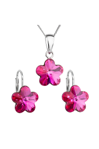 Súprava šperkov s kryštálmi Swarovski náušnice, retiazka a prívesok ružová kytička 39143.3 fuchsia Obrázok pre Súprava šperkov s kryštálmi Swarovski náušnice, retiazka a prívesok ružová kytička 39143.3 fuchsia