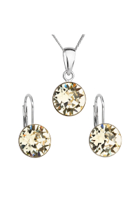 Súprava šperkov s kryštálmi Swarovski náušnice, retiazka a prívesok žlté okrúhle 39140.3 Obrázok pre Súprava šperkov s kryštálmi Swarovski náušnice, retiazka a prívesok žlté okrúhle 39140.3