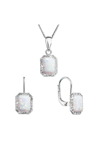 Súprava šperkov so syntetickým opálom a kryštálmi Preciosa náušnice a prívesok bielej 39175.1 Obrázok pre Súprava šperkov so syntetickým opálom a kryštálmi Preciosa náušnice a prívesok bielej 39175.1