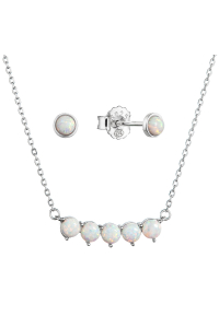 Súprava šperkov so syntetickými opálmi biele okrúhle 19035.1 white Obrázok pre Súprava šperkov so syntetickými opálmi biele okrúhle 19035.1 white