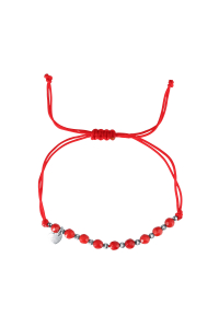Textilný náramok červený s korálkami z coralu 13059.3 Obrázok pre Textilný náramok červený s korálkami z coralu 13059.3
