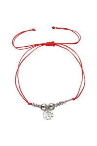 Textilný náramok červený strieborné guličky 13040.3 red Obrázok pre Textilný náramok červený strieborné guličky 13040.3 red