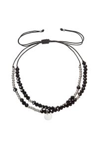 Textilný náramok čierne korálky 13038.3 black Obrázok pre Textilný náramok čierne korálky 13038.3 black