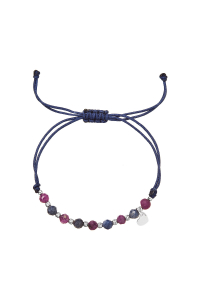 Textilný náramok fialový s korálkami ruby a natural sapphire 13059.3 Obrázok pre Textilný náramok fialový s korálkami ruby a natural sapphire 13059.3