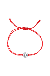 Textilný náramok Kabbalah červený so striebornou futbalovou loptou 13057.3 red Obrázok pre Textilný náramok Kabbalah červený so striebornou futbalovou loptou 13057.3 red