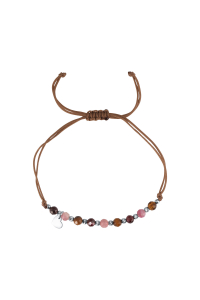 Obrázok pre Textilný náramok vínový s korálkami z turmalínu a granátu 13059.3 mix